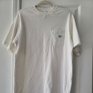 Reebok Men's Size Long T-Shirt 33 Inches. Two Different Materials Off White